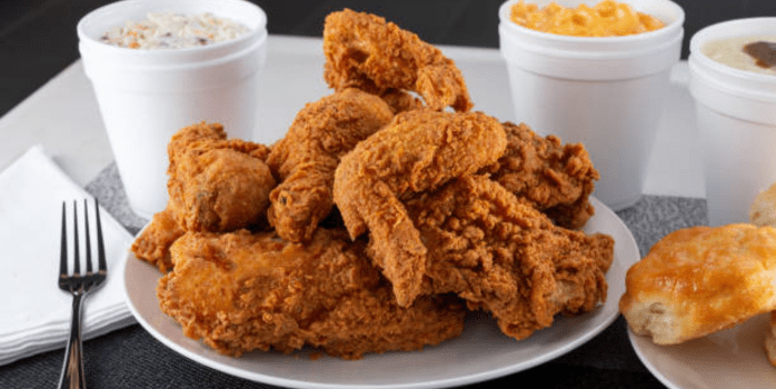 Menu Specials: A colorful display of exciting promotions featuring delicious Louisiana fried chicken, combo deals, and limited-time offerings to entice your taste buds. 